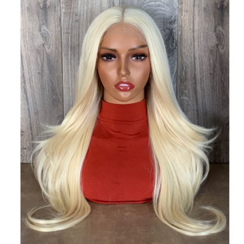 613 blond hd koronkowa peruka z przodu ludzkie włosy 13x6 bezklejowa peruki z prostymi włosami tania w sprzedaży peruka z ludzkich włosów o 200 gęstości dla kobiet