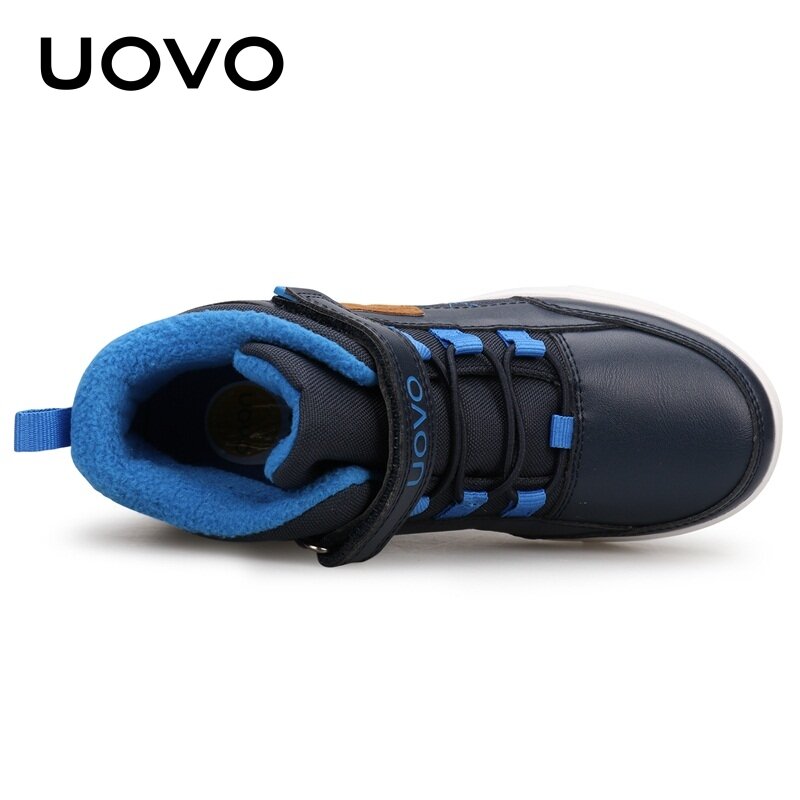 UOVO รองเท้ามาใหม่ล่าสุดแฟชั่นสำหรับฤดูหนาวรองเท้าใส่เดินผ้ากำมะหยี่ให้ความอบอุ่นสำหรับเด็ก sepatu kets anak Laki-Laki แบนขนาด #28-39