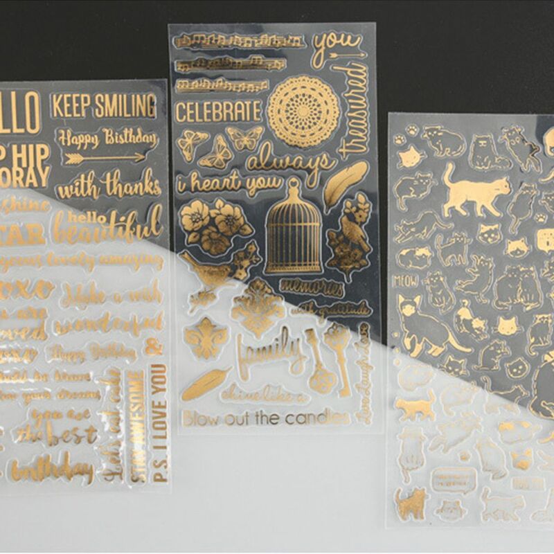 Stiker alat tulis dekoratif harian buku tempel akun tangan stiker kilau emas stiker Album stiker emas perunggu