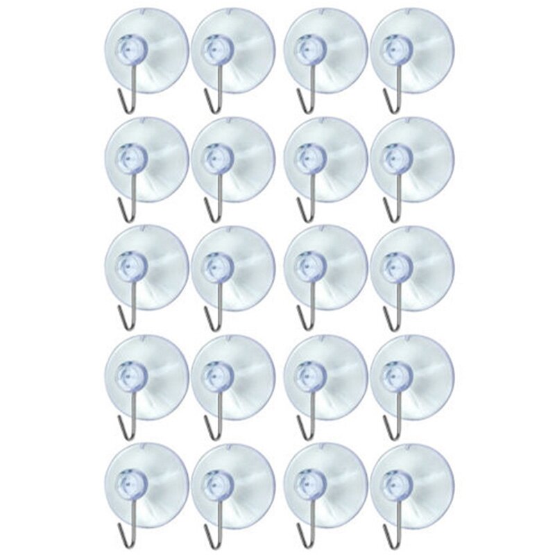 20 Windows Transparent Suction Cup Suction Cup Hook Clothes Jacket Metal Hook