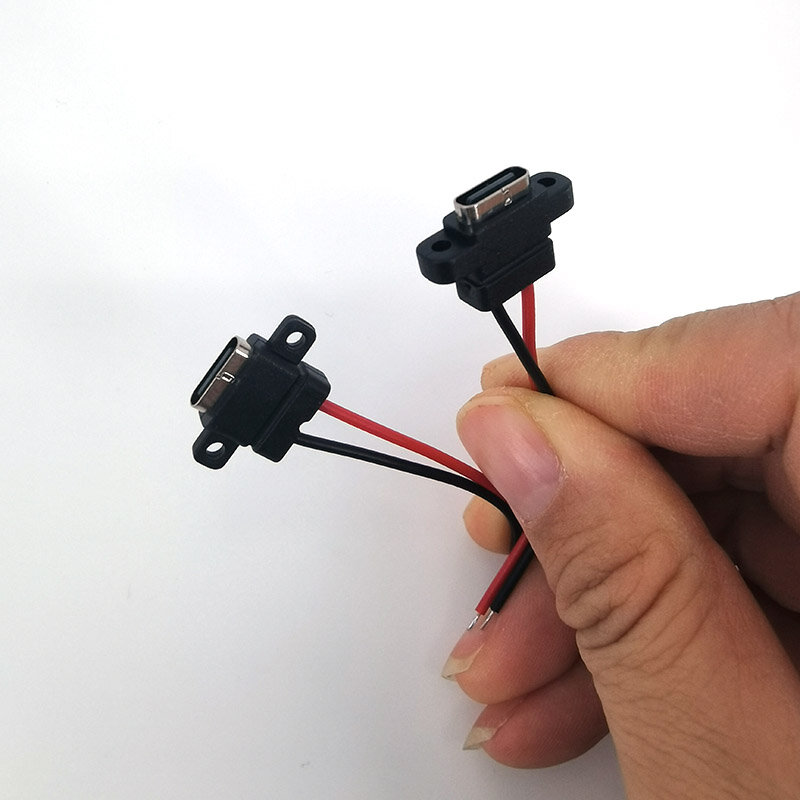 Conector USB 3,1 tipo C, cable de soldadura SMD SMT de 2 pines, puerto de carga rápida de alta corriente, enchufe hembra impermeable e1