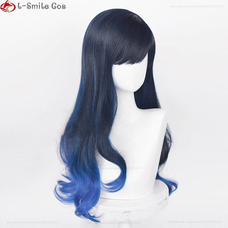 Peluca de alta calidad Shiraishi An para Cosplay, Pelo Rizado degradado azul de 70cm, pelo sintético resistente al calor, pelucas de fiesta + gorro de peluca