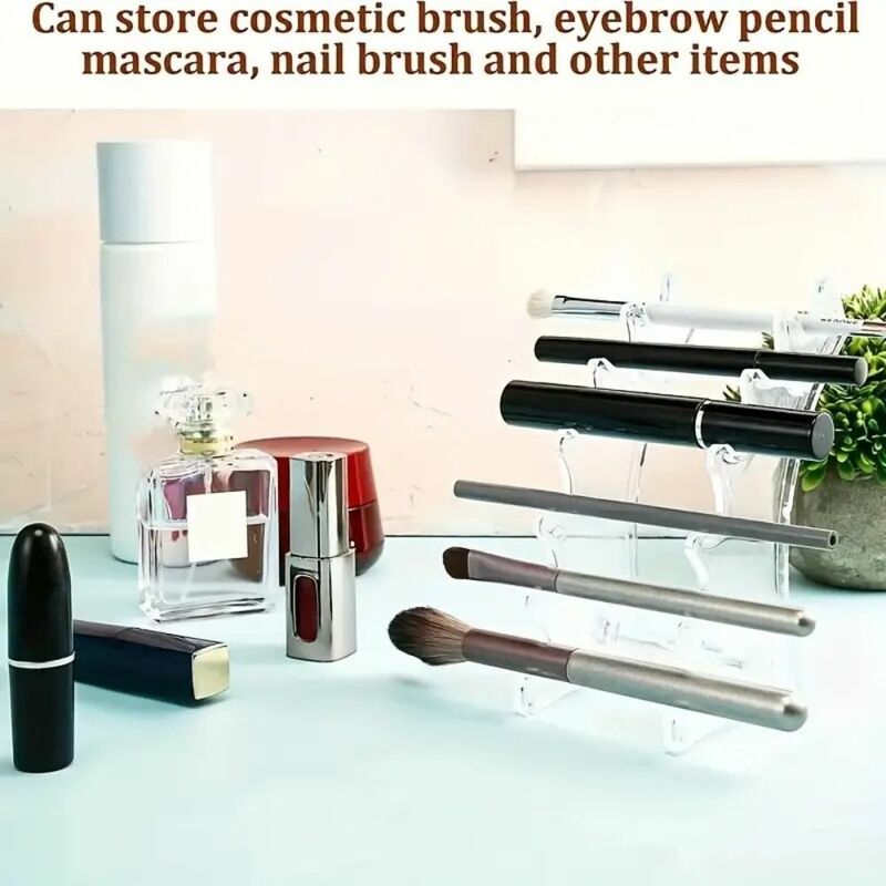 Plastic 6-bit Ballpoint Pen Holder Simple Transparent Eyebrow Pencil Holder Room Decor Ladder Shelf Makeup Display Stand Home