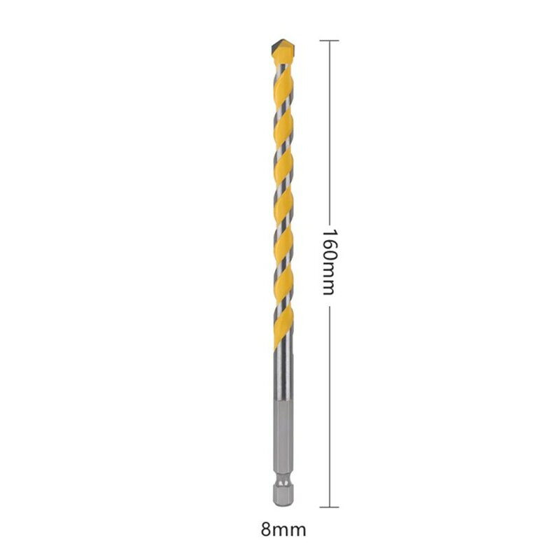 Electric Drill Drill Bit Hand Drill Tungsten Carbide Wear-resistant Yellow 1 Piece 1/4 Inch Hex Shank 160mm Durable