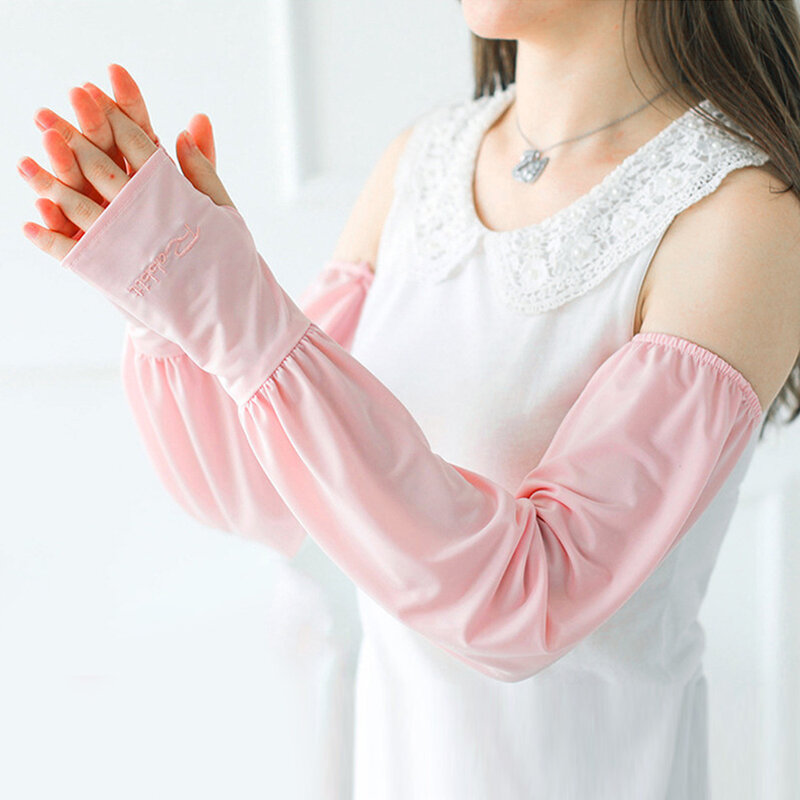 New Summer Ice Silk Sleeve Arm Covers Cycling Arm Warmer Sun Protection Cuffs Arm Sleeves Gloves Sports Driving Outdoor Fishing