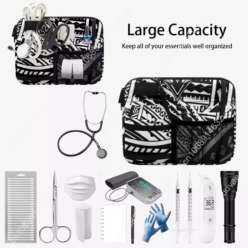 Multi Compartimento Utilitário Hip Bag para Enfermeira, Saco de cintura, Impressão sob Demanda Estilo Tribal Suporte de ferramentas médicas Designer de moda