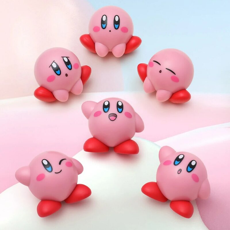 6 buah/set asli Kawaii bintang Kirby Figure Mini Kirby Waddle Dee PVC koleksi kotak kreatif telur hobi mainan