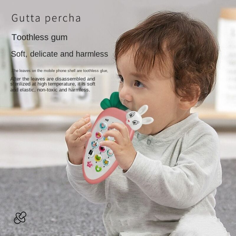 Mainan suara ponsel silikon elektronik, mainan ponsel elektronik dengan musik, Teether simulasi untuk bayi