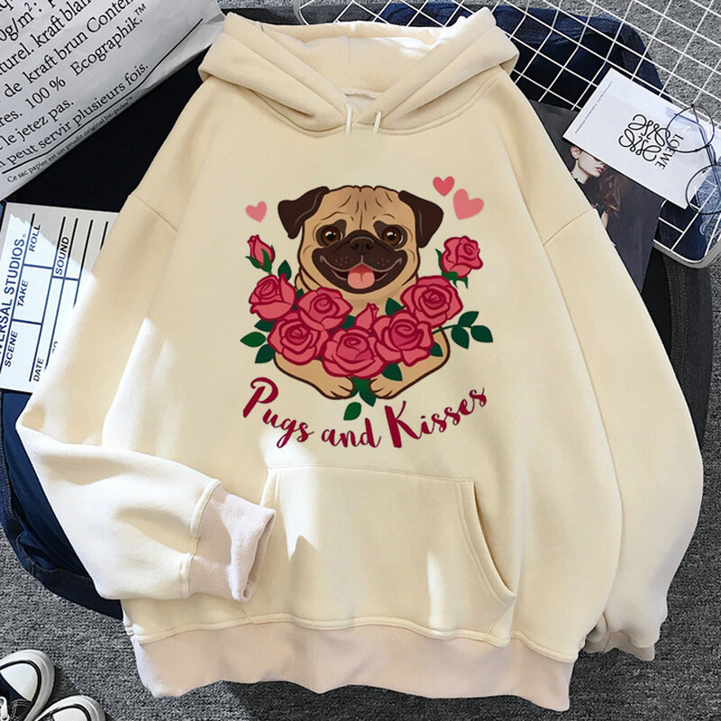Pug hoodies women Korean style gothic 90s sweater clothes female gothic Hood