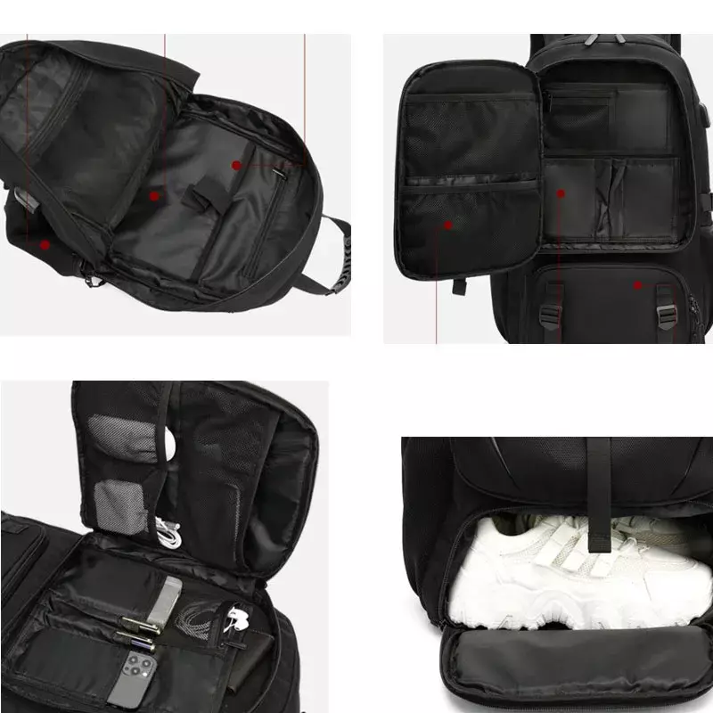 Mochila con puerto USB para hombre, bolsa de gran capacidad para deportes, senderismo, Camping, Unisex, 50L, 60L, 80L