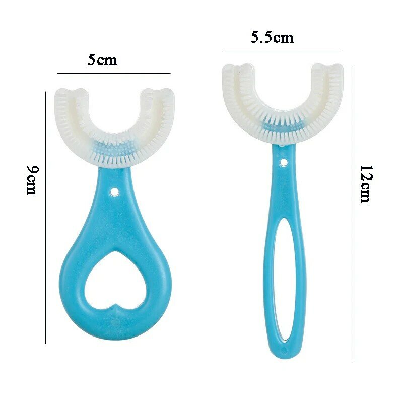Cepillo de dientes en forma de U para niños, mordedor de silicona suave para bebés de 2 a 12 años, 360 grados, limpieza bucal