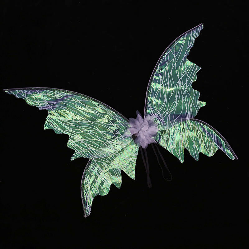 Iridescente glitter asas de anjo elf cosplay borboleta asas de fadas halloween festa de natal adereços mostra asas de borboleta cosplay
