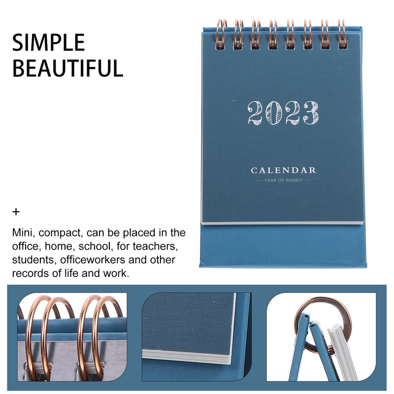Kalender meja Mini, catatan meja Desktop berdiri aksesoris rumah tangga kertas bulan nyaman kantor