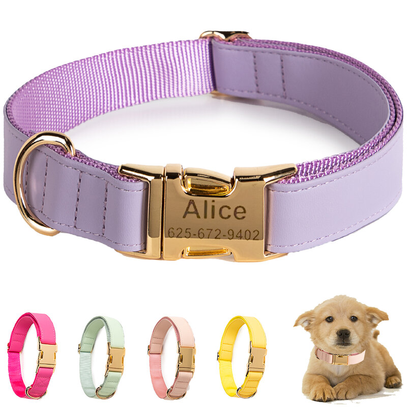 Collar de nailon personalizado para perros pequeños, medianos y grandes, etiqueta ajustable de liberación rápida, accesorios para mascotas