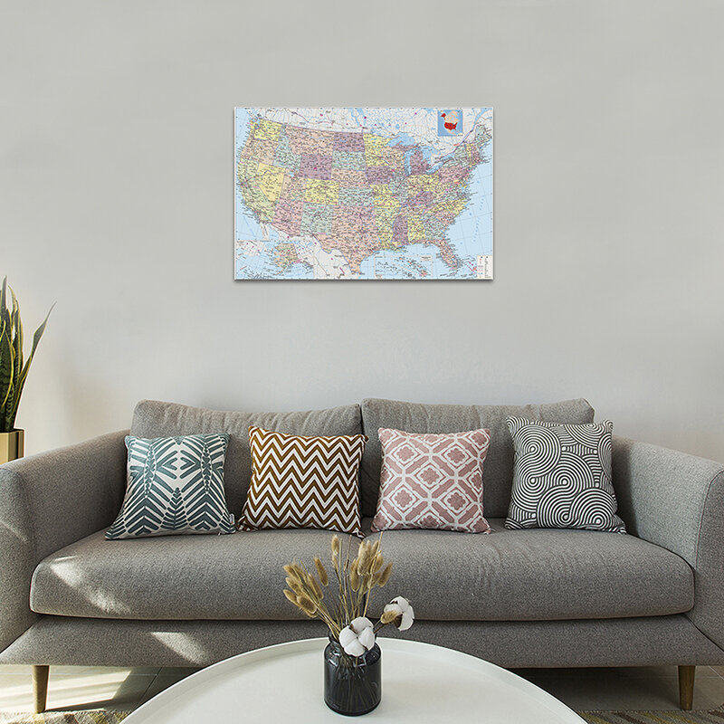 Карта Америки в Китае 59*42 см, Настенная картина, Нетканая холщовая картина без запаха, украшение для офиса и дома