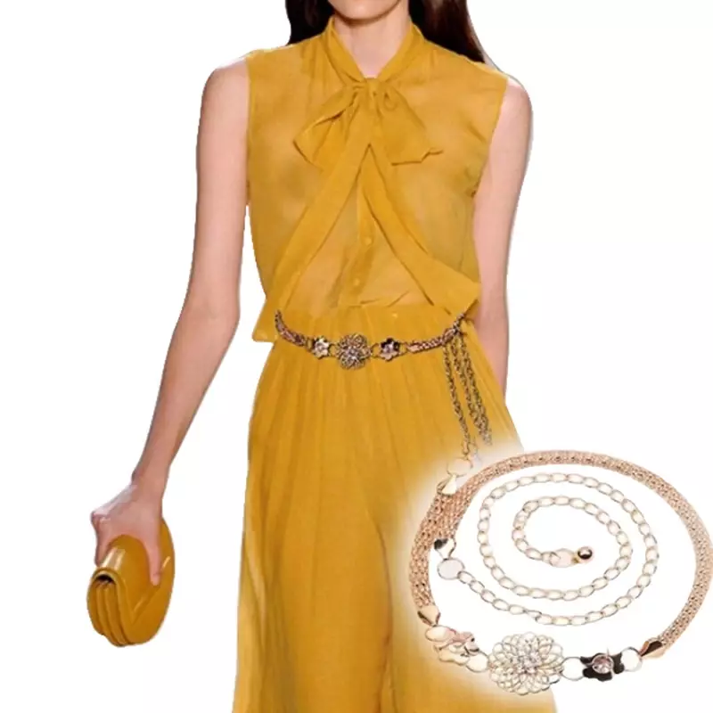 Модный элегантный металлический пояс-цепочка с золотой пряжкой цепочка для тела ремень для платья