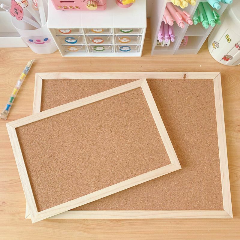 Cork Wood Wall Hanging Message Bulletin Board Frame Notice Note Memo Board for Home Office Shop School Photo Background