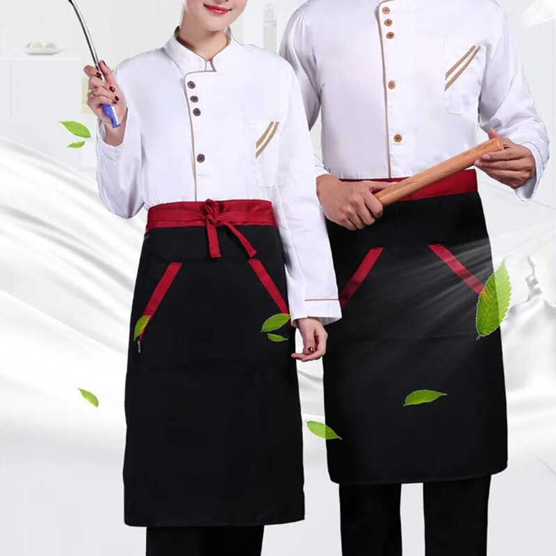Chef Tops de manga curta unisex, camisa unisex catering para hotel e restaurante, preto e branco