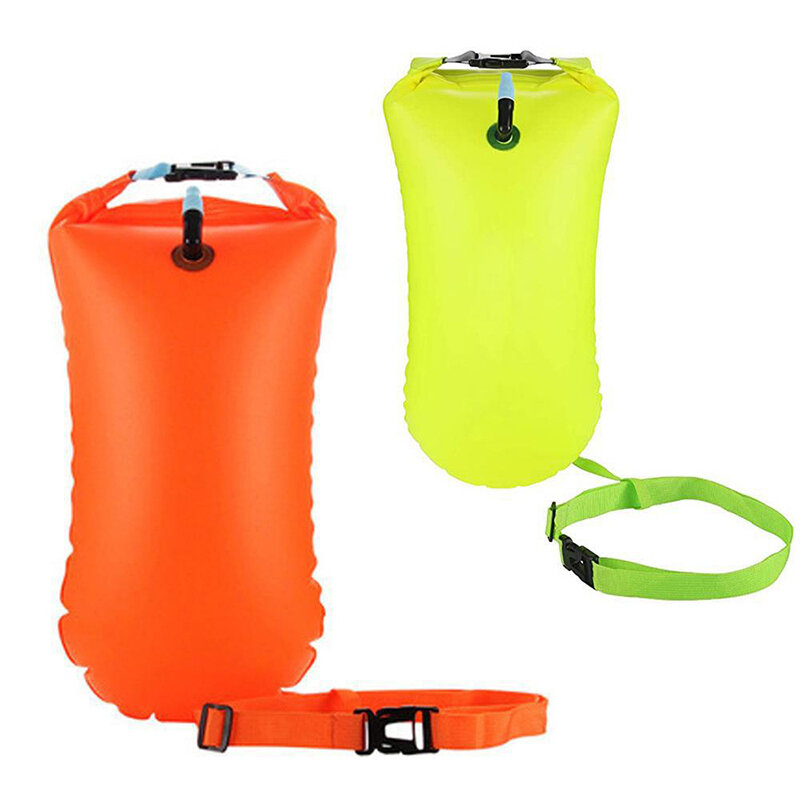 PVC Swimming Bucket Dry Bag Inflatable Open Swimming Buoy Tow Floating Bag Waterproof Double Air Bags Water Sport Safety Bags