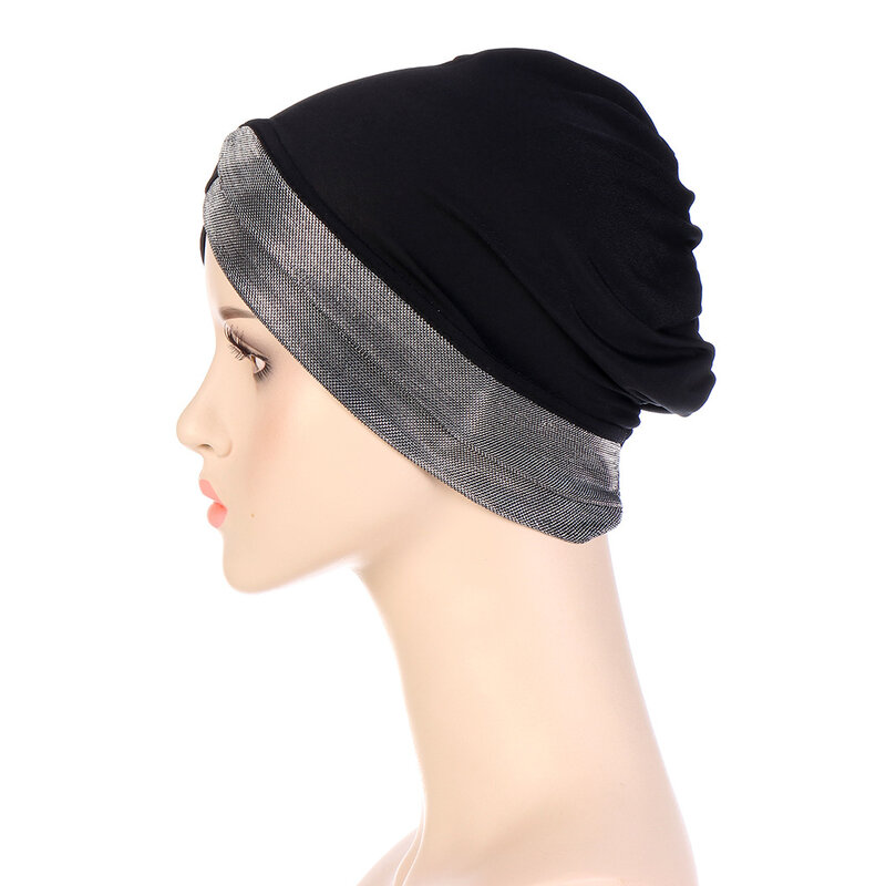 Turban musulman croisé sur le front pour femmes, chapeaux indiens, casquette Hijab intérieure islamique extensible, casquette Turban arabe, 2023