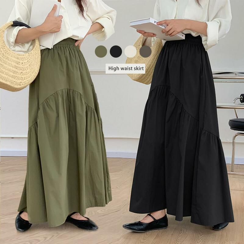 W stylu Vintage falowana plisowana spódnica koreańska moda Harajuku Grunge wysoka talia długa spódnica letnia elastyczna talia spódnica trzy czwarte spódnice dojazdy do pracy