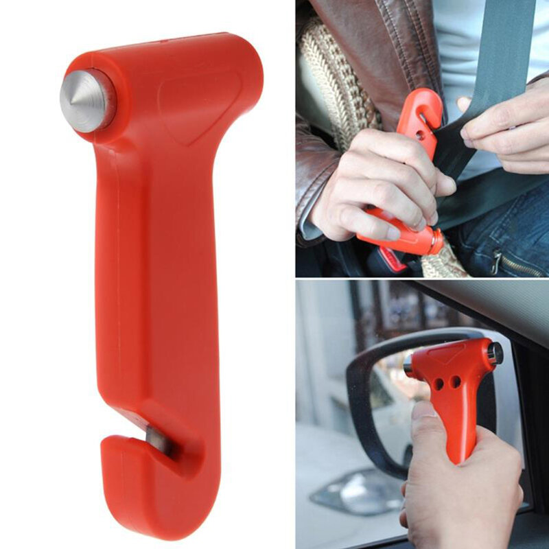 2 in 1 Car Emergency Safety Escape Hammer Glass Window Breaker Belt Cutter Tool
