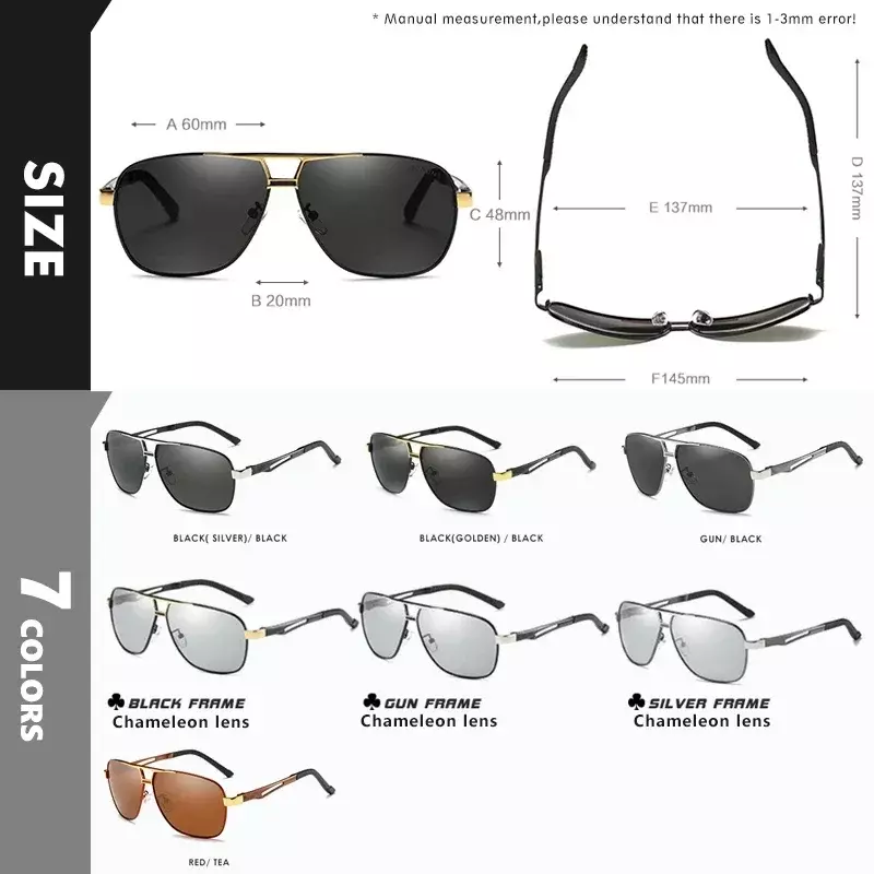 Gafas De Sol fotocromáticas polarizadas cuadradas De aluminio y magnesio para hombre, lentes De Sol militares De seguridad para conducir