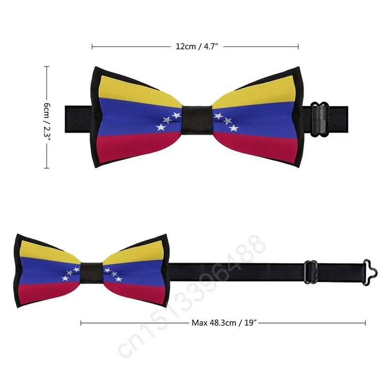 Nowa poliestrowa muszka flaga wenezueli dla mężczyzn moda na co dzień męska muszka krawat na garnitury na wesele krawat