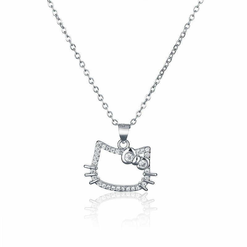 Sanrio hellobykitty Anime collana pendente di perle argento Sterling ragazza fidanzata Charms catena clavicola gioielli regali di compleanno