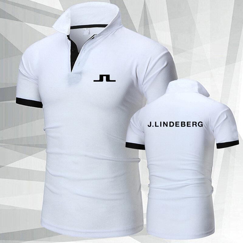 Men's Golf Polo Neck Knit Sports Polos Shirt J Lindeberg Breathable Short Sleeve T-shirt Outdoor Jersey Men's Business Wear