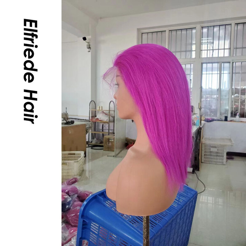 Elfriede, Орхидея, фиолетовые короткие, Боб, парики на сетке спереди, человеческие волосы, парики на сетке 4x4, 13x4, 13x6, женские парики на сетке спереди