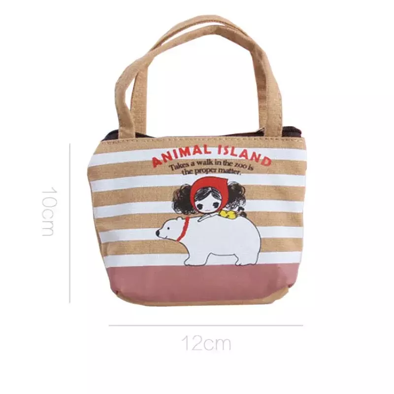 Creative Zipper Wallet Cute Cartoon Print Storage Bag Key Bags for Girls Small Canvas Handbags Coin Purse