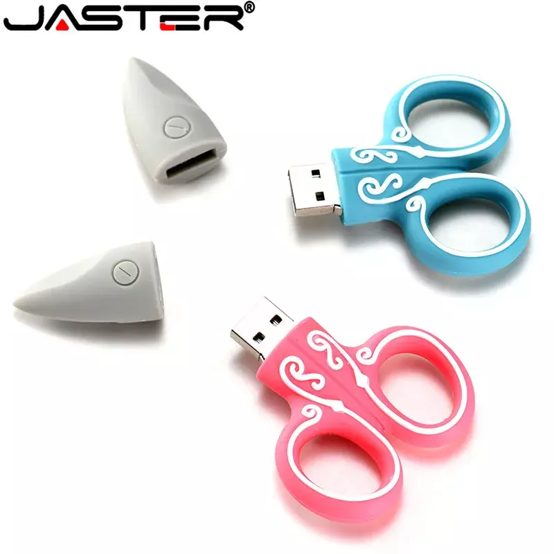 Jaster mini pendrive usb2.0, tesoura de desenho animado, flash drive 64gb, 4gb, 8gb, 16gb, 32gb, 128gb em u disk memorial presente