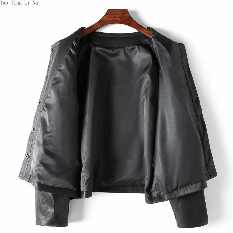 2023 Women New Real Sheepskin Leather Coat Casual Genuine Leather Jacket H36