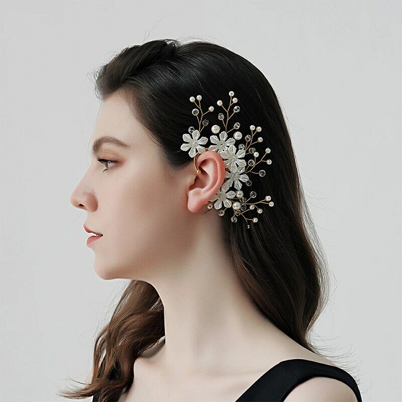 1PCS Crystal Ear Cuff Earrings Women's Wedding Handmade Ear-Hook Non Perforated Earrings For Party Earrings Fashion Jewelry