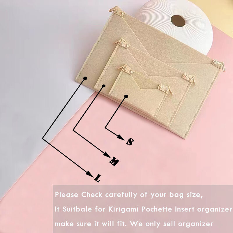 Organizer in feltro inserto per Pochette Kirigami con borsa a tracolla a catena dorata Kirigami Pochette busta inserto Organizer