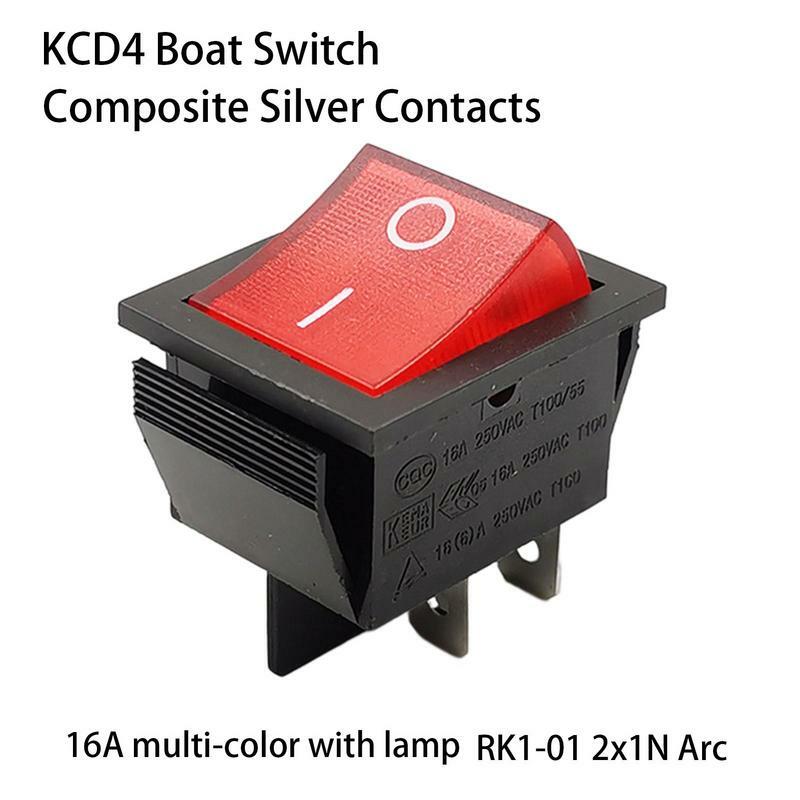 KCD4-interruptor basculante de 4 pines y 16A para barco, RK1-01 ignífugo, resistente al desgaste, 2 colores, para camiones