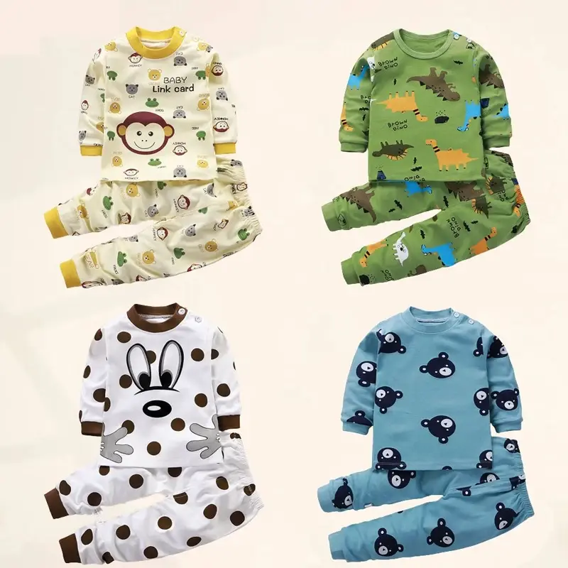 Conjunto de Pijamas de Algodão Infantil, Roupas Infantis, Calças, Roupa Interior, Presente de Natal, Meninos, Meninas, Outono, Inverno