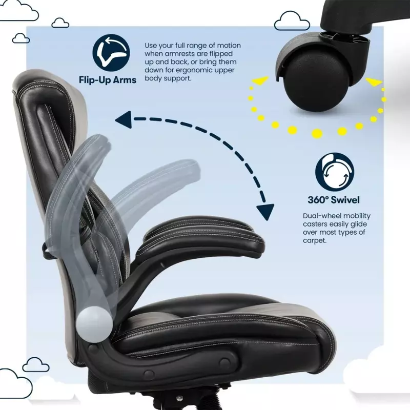 Faux Leather Office Chair Leather Manager Office Chair Waist Bonded Computer Ergonomic Furniture with Free Shipping