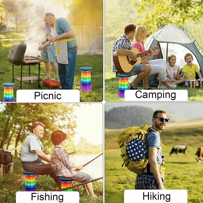 Taburete plegable portátil, silla telescópica, asiento retráctil para acampar, pesca al aire libre