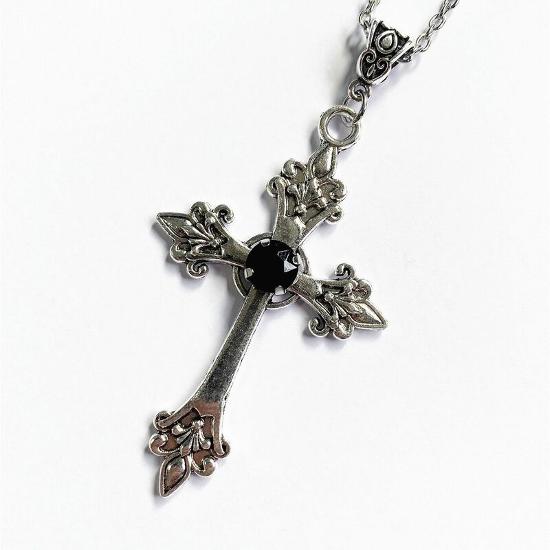 Kreuz Anhänger Halskette gotischen Stil Zirkon eingelegt Anhänger