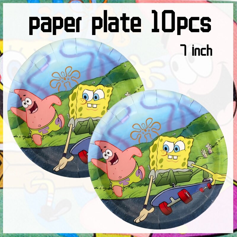 Sponge-Bob Birthday Decoration Sponge Baby Disposable Tableware Plate Tablecloth Napkin Balloon Baby Shower Kids Party Supplies