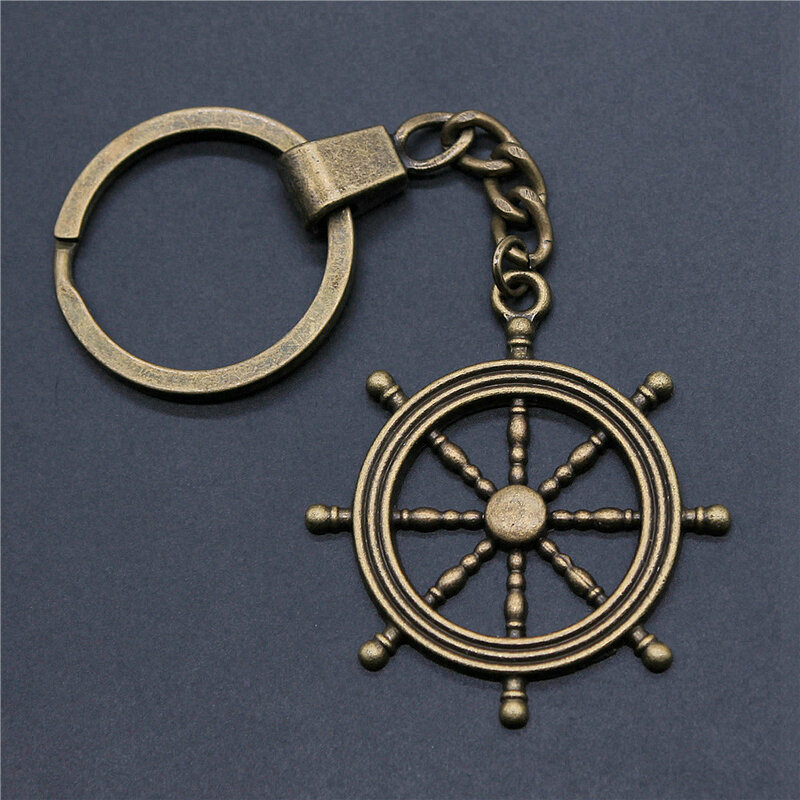 Cincin kunci perhiasan antik liontin alat kunci cincin buatan tangan ukuran 30mm