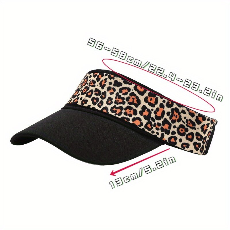 Chapeaux de soleil College léopard pour femmes et filles, réglables, respirants, protection UV, casquette visière, été, extérieur, voyage, sport, randonnée