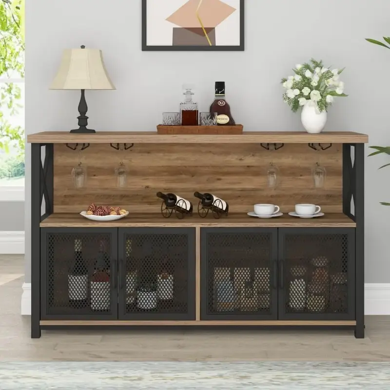 Armário da barra do vinho, metal e madeira para a casa, sala de visitas, sala de jantar, cozinha, 47 polegadas