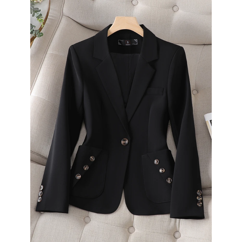여성용 비즈니스 작업복 코트, 사무실 숙녀용 슬림 포멀 재킷, 블랙 블루 화이트 블레이저, 가을 겨울, 2024 신상