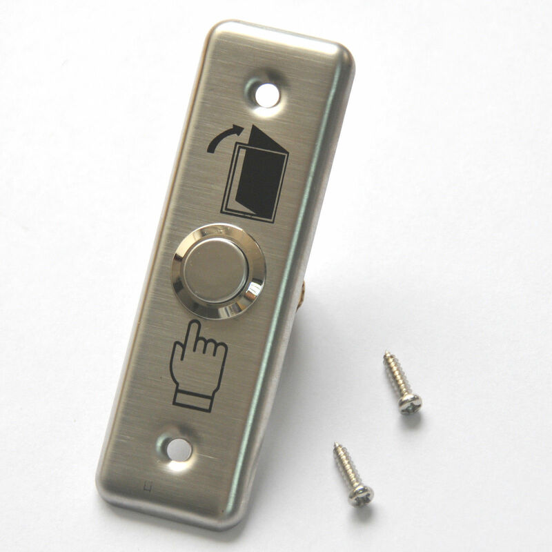 Botón de interruptor de puerta duradero, botón de acero inoxidable plateado delgado para Control de acceso, empuje de salida, nuevo