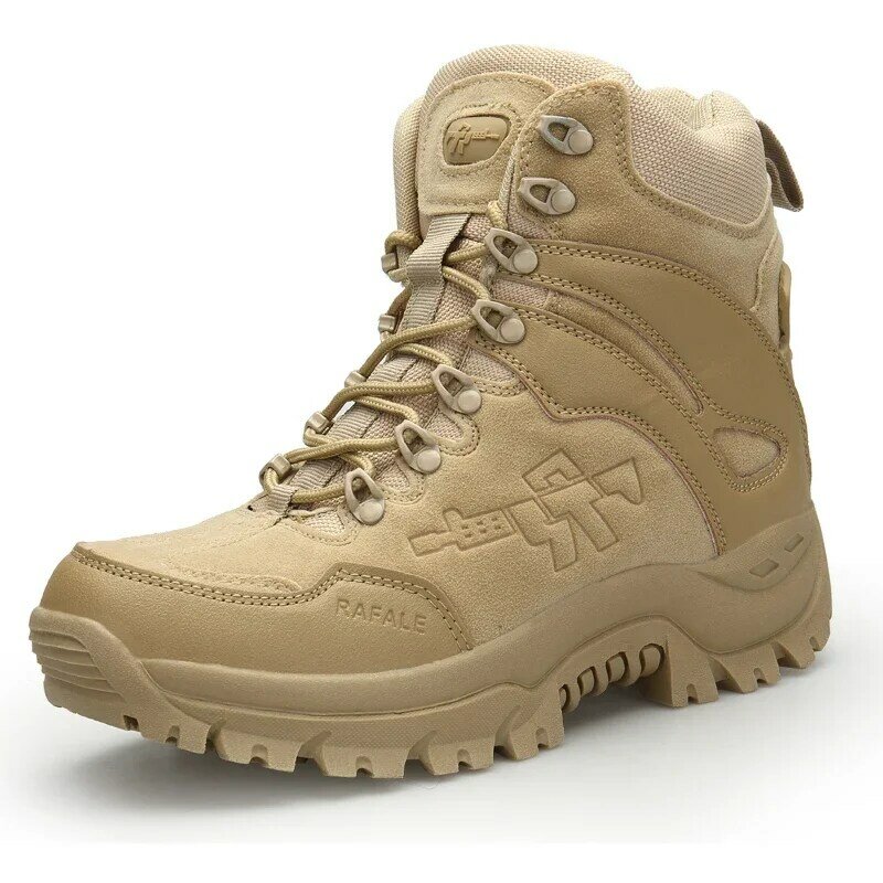 Botines militares de cuero genuino para hombre, botas de combate tácticas para exteriores, zapatos casuales de trabajo de caza del ejército
