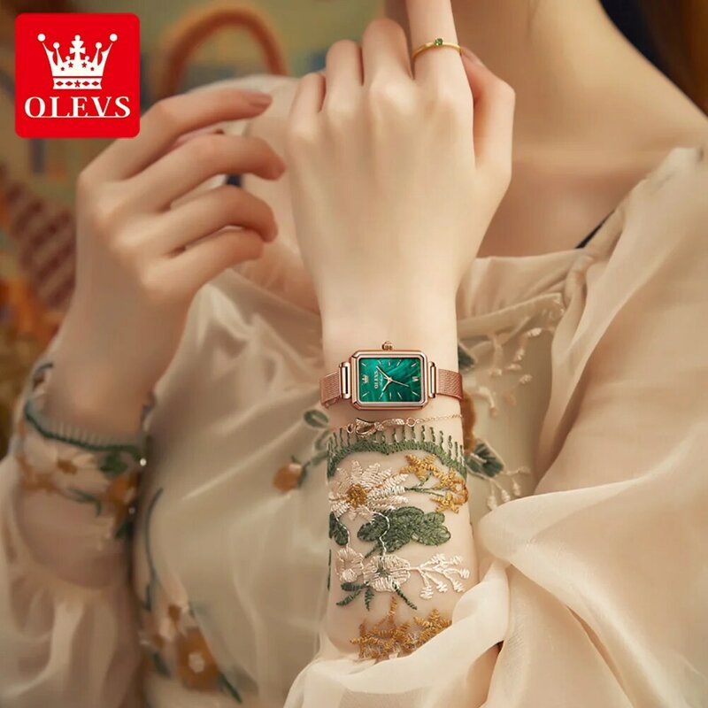 Relojes rectangulares minimalistas de lujo para mujer, correa de acero de malla milanesa elegante, ultrafino, resistente al agua, reloj de pulsera de cuarzo para mujer