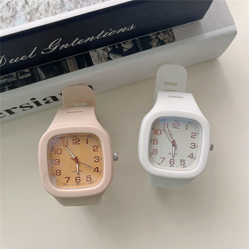 Reloj cuadrado de estudiante para mujer, moda coreana, reloj de puntero Digital, relojes de silicona para mujer